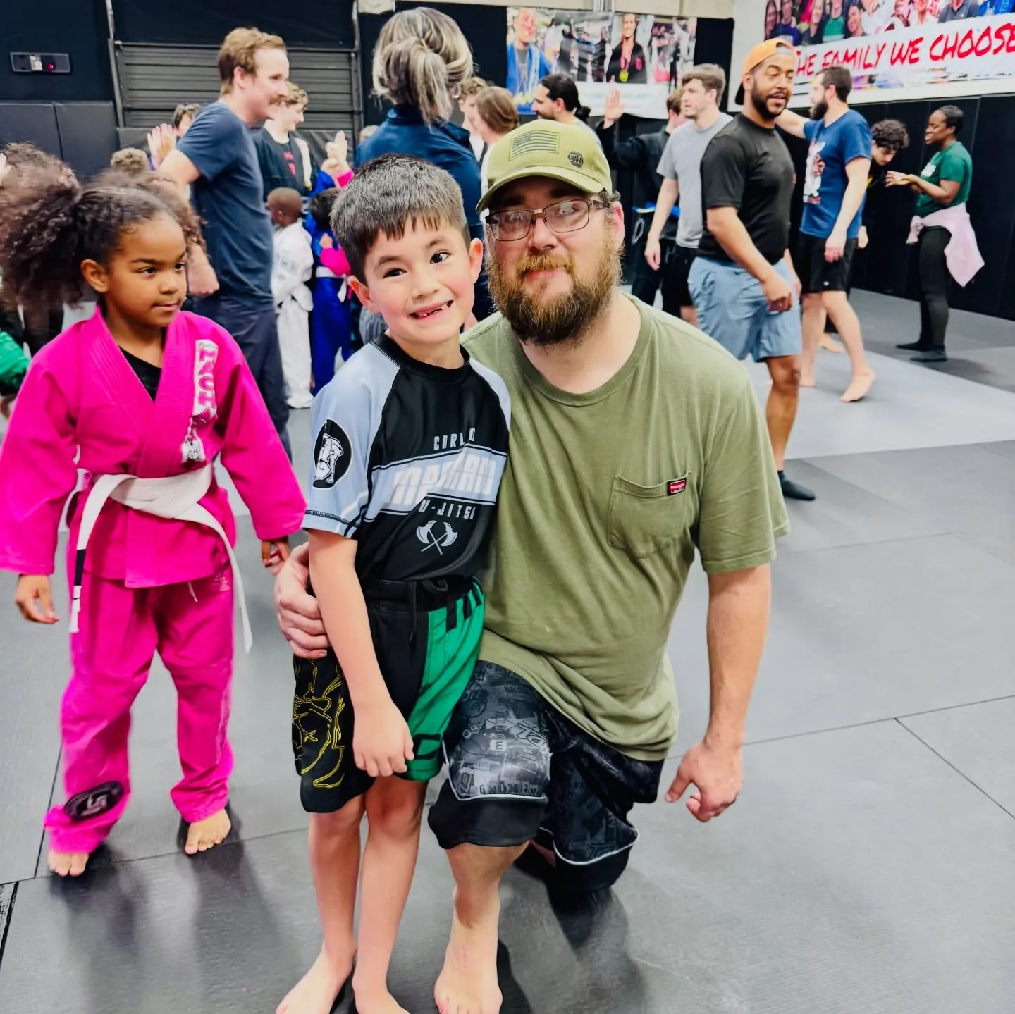 Machado Method kids drilling Jiu-Jitsu positions on the mat in Carrollton, TX