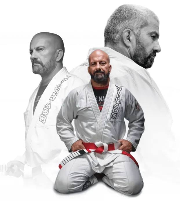 Master Carlos Machado, 8th Degree Coral Belt and founder of the Machado Method Jiu-Jitsu Association, in his gi